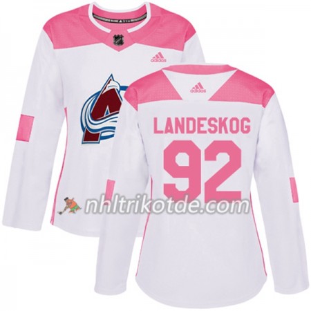 Colorado Avalanche Trikot Gabriel Landeskog 92 Adidas 2017-2018 Weiß Pink Fashion Authentic - Dame